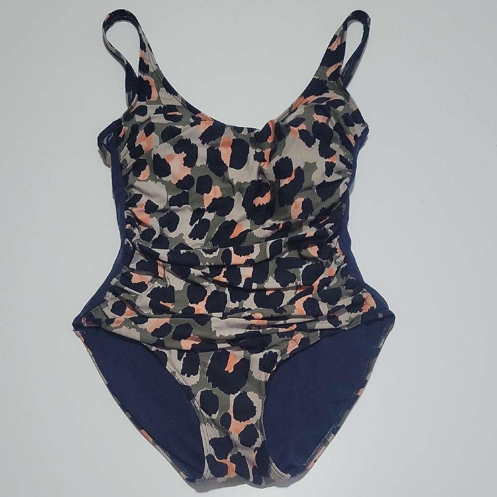 DKNY  Navy Leopard Print  One Piece Swimsuit 12 - Picture 1 of 13